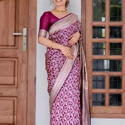 all about you Woven Design Zari Pure Silk Banarasi Saree-image-65