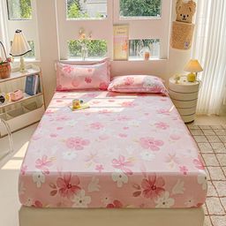 JC HOME Pink & White Floral 220 TC Single Bedsheet with 1 Pillow Covers-image-72