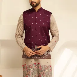 SOJANYA Embroidered Brocade Nehru Jacket-15