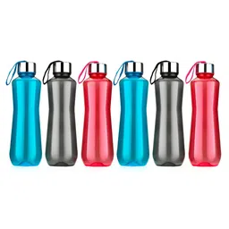 HASHONE Blue & Black Set of 6 Plastic Solid Water Bottle-12