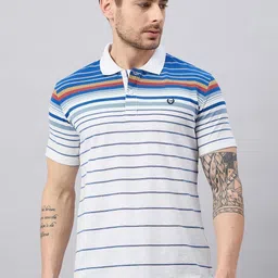 Duke Variegated Striped Polo Collar Cotton Slim Fit T-shirt-image-33