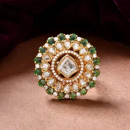 Voylla Kundan Opulance Shahi Chand Green Ring-picture-18