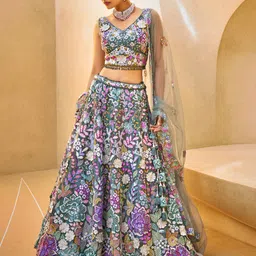 panchhi Embroidered Organza Semi-Stitched Lehenga & Unstitched Blouse With Dupatta-56