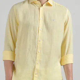 HACKETT LONDON Men Slim Fit Solid Spread Collar Linen Casual Shirt-image-69