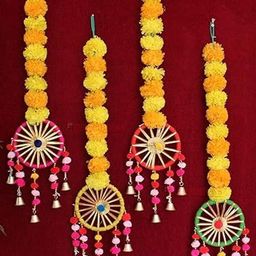 Myntra Elegant Homes Set of 4 Artificial Marigold Flowers Garland Festive Decor-picture-19