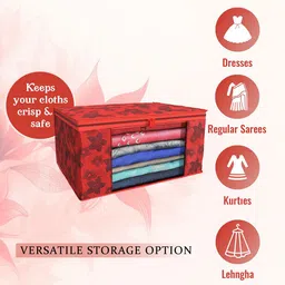 Kuber Industries Red & Pink 12 Pieces Printed Foldable Multi Utility Organisers image 4