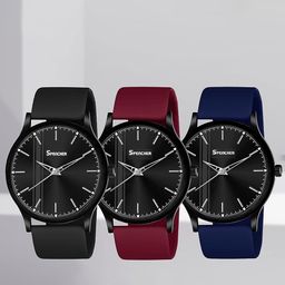 SPENCHER Men Pack of 3 Round Dial & Straps Analogue Multi Function Watch-7