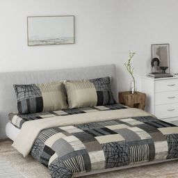 DDecor Grey & White Geometric Cotton 4 Piece Double King Regular Bedding Set-picture-32