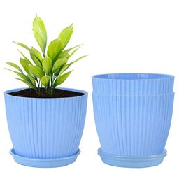 Kuber Industries 3Pc Blue Durable Plastic Planters-16