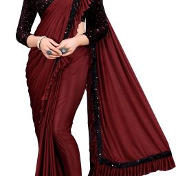 Embellished Bollywood Lycra Blend Saree-image-57