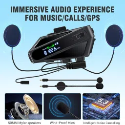 Edyell C6 MotoConnect+ Bluetooth Intercom with Smart LED Display Smart Headphones image 2
