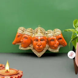 Panchmukhi Hanuman ji Statue for Door Entrance Wall Hanging Idol (7 x 4) Decorative Showpiece - 10 cm-image-41