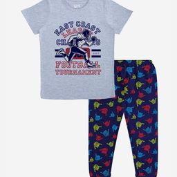 x2o Boys Grey & Blue Printed T-shirt with Pyjamas-picture-10