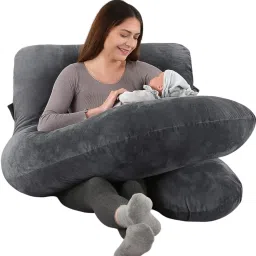 J Shaped Microfibre Solid Pregnancy Pillow Pack of 1-image-85