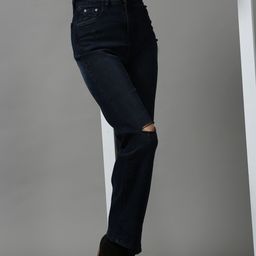 SHOWOFF Women Navy Blue Wide Leg Stretchable Jeans-image-35