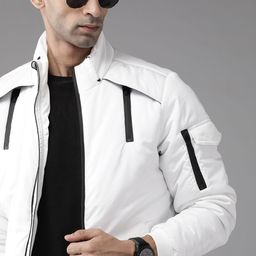 Roadster Men White Solid Padded Jacket-image-63