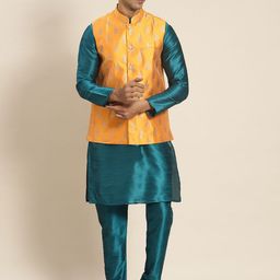 SOJANYA Men Teal Kurta with Churidar-image-36