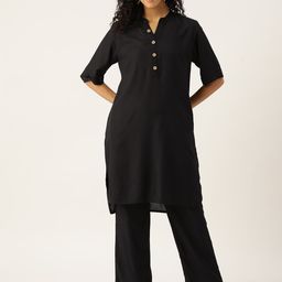 MISRI Women Solid Regular Straight Kurta with Trousers-image-72