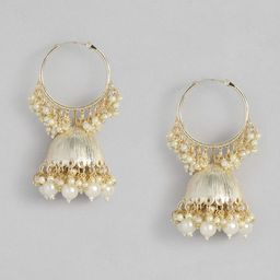 Peora White Gold-Plated Dome Shaped Jhumkas Earrings-6