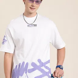 HERE&NOW Relaxed Fit Typography Printed Pure Cotton T-shirt-picture-12
