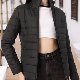 DressBerry Cozy Touch Mock Collar Padded Jacket-14