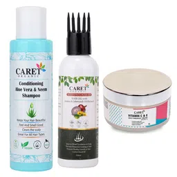 CARET ORGANIC Neem Shampoo Red Onion Seed Hair Oil & Vitamin C Nourishing Cream Combo-17