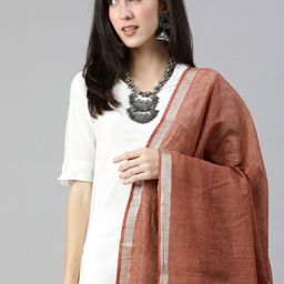 swatika Brown Solid Bhagalpuri Dupatta-30