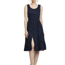 SQew Polka Dots Printed A-Line Dress-image-33