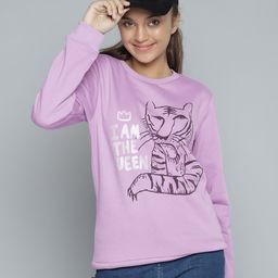 YK Girls Purple & Black Tiger Printed Sweatshirt-image-17