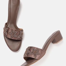 House of Pataudi Beads Embellished Floral Comfort Heels-52