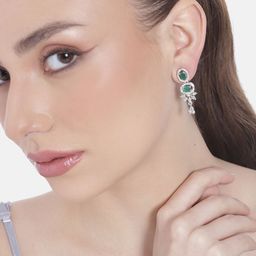 Estele Rhodium-Plated CZ Contemporary Drop Earrings-picture-27