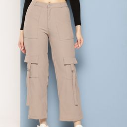Aarika Women Relaxed Straight Leg Straight Fit High-Rise Cargos Trousers-image-35
