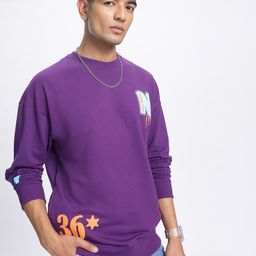 Kook N Keech Cozy Edge Placement Print Drop-Shoulder Sweatshirt-image-1
