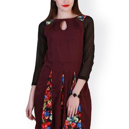 Belle Fille Burgundy A-Line Dress-image-73