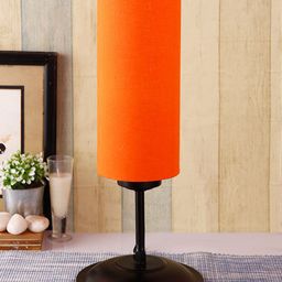 Devansh Orange & Black Solid Cylindrical Table Lamp image 3