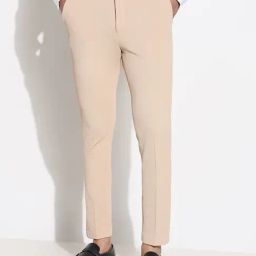 SHOWOFF Peach Slim Fit Solid Formal Trousers-image-98