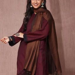 Fabindia Brown Wool Regular Fit Woven Stole-image-23