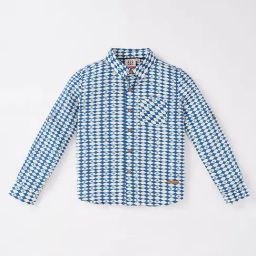 Ed-a-Mamma Kids Blue Printed Full Sleeves Shirt-image-61