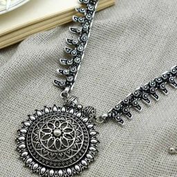 Teejh Ethnic Kalpi Silver Oxidized Long Necklaces for Women-19