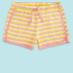 Pantaloons Junior Kids Yellow & Pink Cotton Striped Shorts-image-25