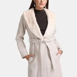 Kazo Beige Plain Long Coat-12