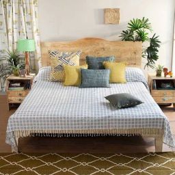 Ecru Shadow TrailsWoven Cotton King Bedcover-image-14