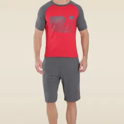 Jockey 9426 Grey & Red Super Combed Cotton Rich Shorts with Side Pocket-9