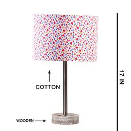 Aura White & Pink Printed Metal Cylindrical Shaped Table Lamp-29