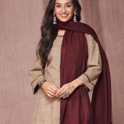 Fabindia Maroon Wool Regular Fit Woven Stole-image-23