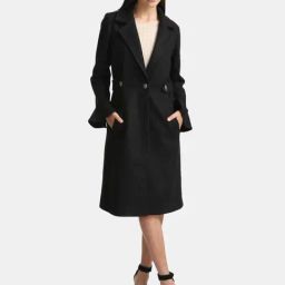 Kazo Black Plain Coat-26