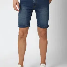 Peter England Navy Cotton Regular Fit Denim Shorts-picture-26