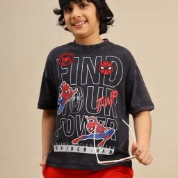 Kidsville Spiderman Printed Regular Fit T-Shirt For Boys-picture-28