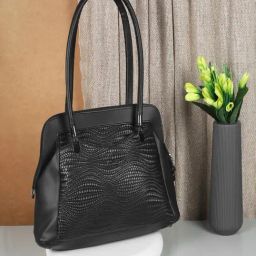 Mochi Black Textured Medium Shoulder Bag-34