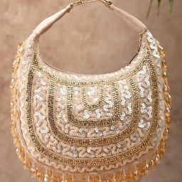 Rocia Golden Embellished Small Hobo Handbag-46